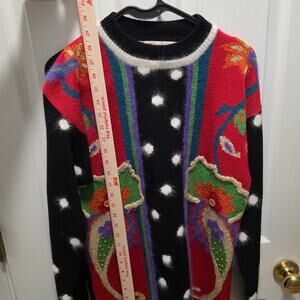 Vintage Imago Angora Wool Blend Floral Paisley Sequin Sweater Medium
